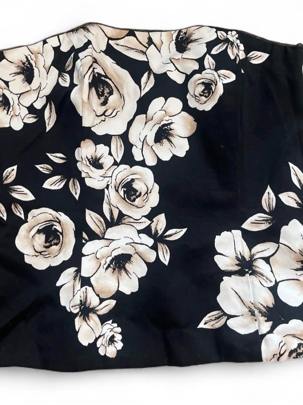 Black Floral corset top with Cream Roses